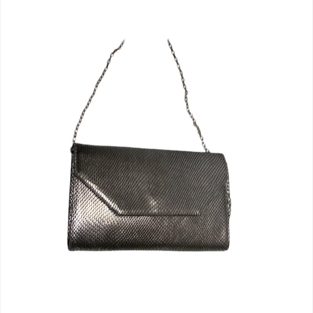 Silver Black Snake Print Clutch Purse Shoulder Crossbody Bag Card Holder​​​​​​